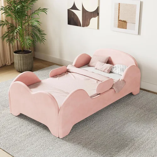 Vista 10 de allamazing Cama Infantil, Cama Infantil Anti-Inundación con Protección Extra Amplia, Camas Pequeñas de Tamaño de Cuna Estándar para Niños, Tela