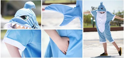 Vista 3 de WOTOGOLD pijamas disfraz en forma de tiburón para adulto, ideal para Cosplay