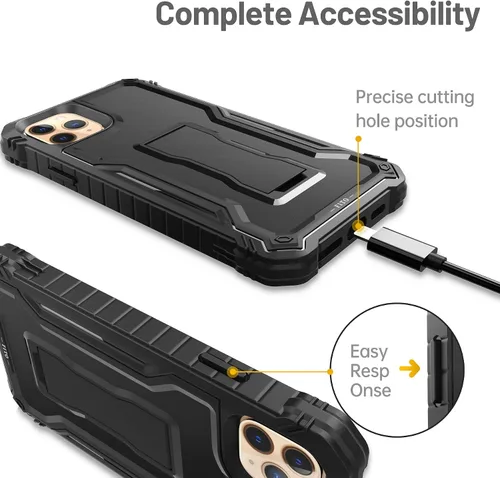Vista 4 de FITO Compatible con iPhone 11 Pro Max, funda de doble capa a prueba de golpes resistente con protector de pantalla para iPhone 11 Pro Max y iPhone