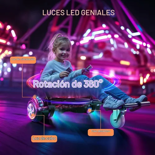 Vista 3 de LIEAGLE Self-Balancing Scooter with Seat Attachment Adjustable Frame B01-Púrpura con kart