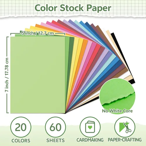 Vista 2 de Cartulina de color en blanco de 5 x 7 pulgadas, papel de núcleo sólido grueso de 80 libras para postales, invitaciones, fotos, fabricación