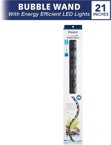 Vista 2 de Aqueon Luz LED flexible para acuario de pecera y varita de burbujas, azul, 21 pulgadas Aquarium night light, bends around décor; suction cups