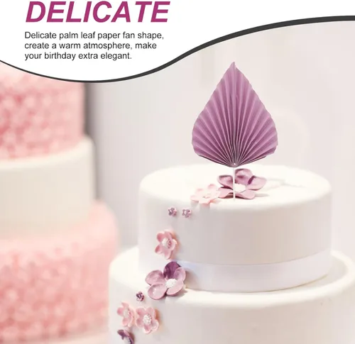 Vista 3 de Didiseaon 10 piezas de hojas de palmera para tartas de papel de hoja de palma, insertos de pastel Monstera para Hawaii, Aloha, selva, verano, boda