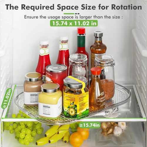 Vista 3 de Optish Lazy Susan - Organizador para refrigerador, organizador de refrigerador de 14.17 x 10.24 pulgadas, organizador y almacenamiento