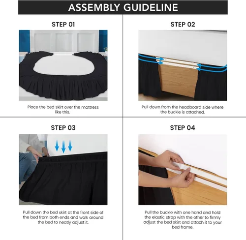 Vista 4 de Utopia Bedding Falda de Cama Elástica Twin - Volante de Fácil Colocación - Falda de Cama de Microfibra con Cinturón Elástico Ajustable Caída