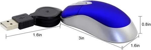 Vista 6 de Mini mouse USB con cable, cable retráctil pequeño para niños de 3 a 8 años, ratones de viaje ópticos compactos de 1600 DPI con cable USB de 2.3 pies