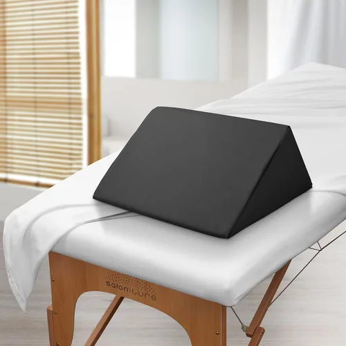 Vista 4 de Saloniture Cojín de mesa de masaje triangular con cuña para debajo de la rodilla, extra grande, 19 x 12 x 20 x 15.5 pulgadas, color negro