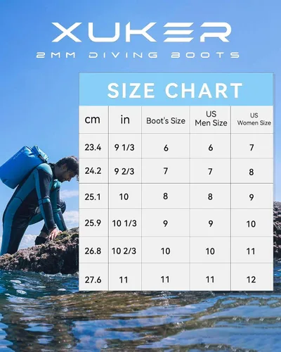 Vista 3 de XUKER Botas de buceo de neopreno de 0.079 pulgadas, botines de neopreno para hombres y mujeres, zapatos de agua con suela antideslizante, zapatos