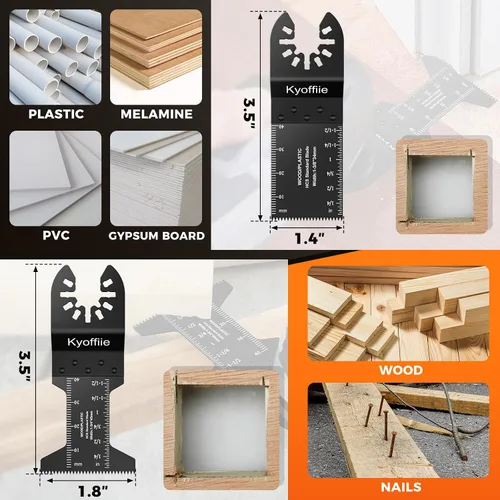 Vista 4 de 100 cuchillas oscilantes para herramientas, cuchillas multiherramienta de liberación rápida para madera y plástico, compatibles con Milwaukee