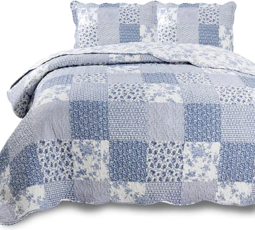 Vista 12 de KASENTEX Juego de colcha individual, colcha ligera, colcha reversible, ropa de cama impresa con diseño campestre, funda de edredón prelavada - Ropa