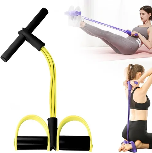 Vista 7 de 21 Bandas de Resistencia para Fitness - 4 Tubos, Pedal de Tobillo, Banda Elástica de Resistencia con Pedal de Yoga, Bandas de Estiramiento
