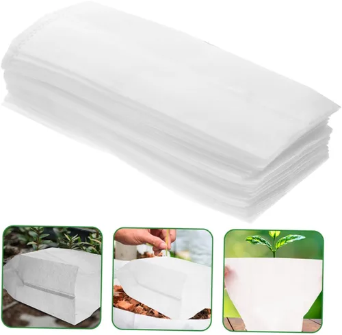Vista 8 de 100pcs Biodegradable Non-Woven Planting Bags Nursery Growing Pouches 20x20cm for Vegetables Flowers Seedlings Garden Cultivation