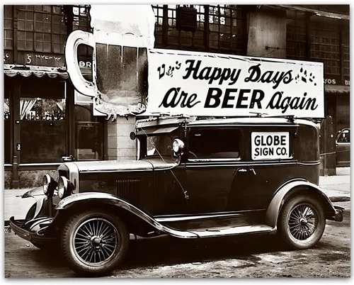 Vista 9 de Happy Days are Beer Again: 11x14 Framed Poster - Vintage 1920s Retro Photos for Speakeasy & Bootleggers - Prohibition Era Bar Black & White Photo