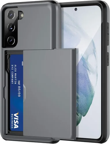 Vista 7 de Jiunai - Funda para Samsung Galaxy S21, tarjetero para tarjetas de crédito, color negro