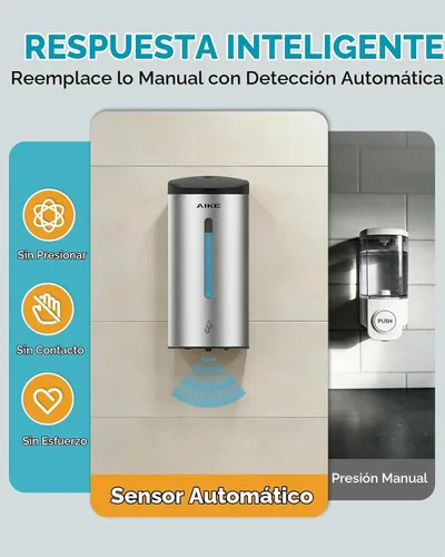 Vista 3 de AIKE Dispensador de jabón automático clásico,25 oz para comercial,AK1205E Acero inoxidable cepillado