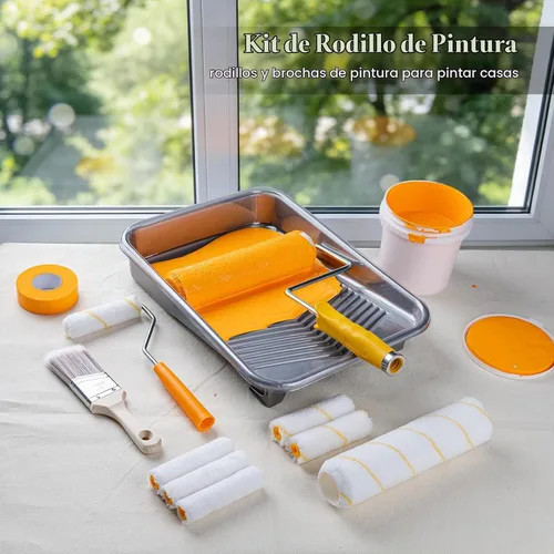 Vista 3 de Mister Rui Kit de rodillo de pintura con poste de extensión, kit de pintura