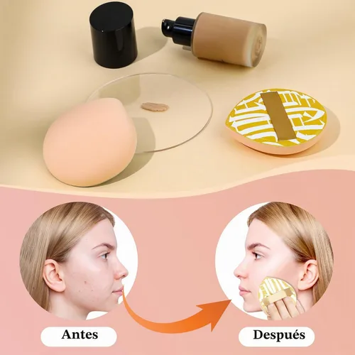 Vista 4 de 4 esponjas de maquillaje coreanas, suave en forma de lágrima, cojín cosmético, esponja de base para corrector, líquido, crema y polvo (tamaño grande)