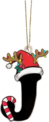 Vista 11 de Decoraciones de Navidad - Letras de adorno de la A a la Z para el árbol, adornos colgantes del alfabeto de Navidad de bricolaje (A)
