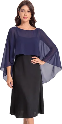 Vista 19 de Baoqiya Women's Shawls and Wraps for Evening Dresses Chiffon Cape verde ( Bean Green )