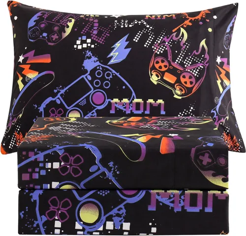 Vista 9 de JSD - Juego de sábanas de 3 piezas para niños, tamaño individual Soft Printed Microfiber Sheet and Pillowcase Set, OEKO-TEX Certified, 16 inch Deep