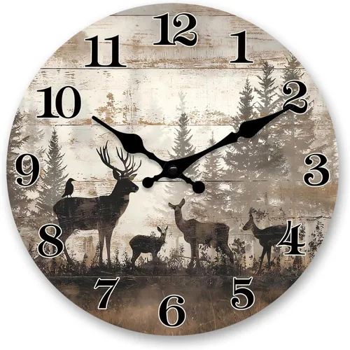 Vista 9 de XNM Reloj de pared redondo para cocina, funciona con pilas, reloj de pared rústico de 10 pulgadas con flores azules, reloj de pared silencioso