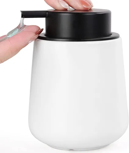 Vista 11 de Bosilunlife Dispensador de jabón de manos, dispensador de jabón de cerámica de 12 onzas, dispensador de jabón líquido recargable para baño