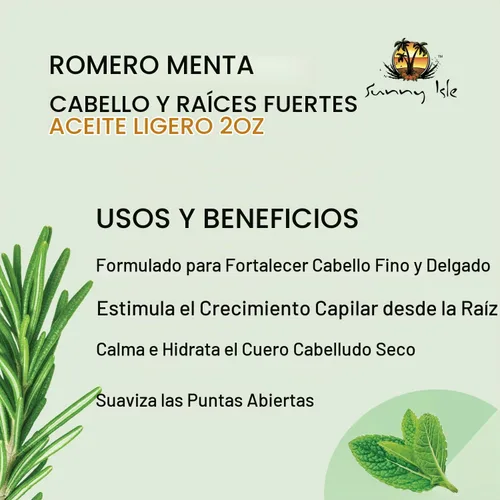 Vista 6 de Sunny Isle Aceite Lite para el cabello y raíces fuertes de menta y romero