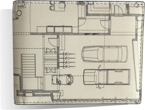 Vista 4 de ArcPress Cartera plegable moderna con bloqueo RFID con acabado de madera hormigón y diseño arquitectónico plano de suelo Plan de piso S