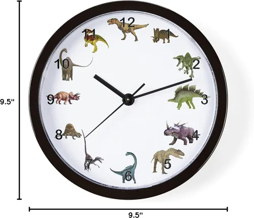 Vista 6 de CafePress Reloj de pared de dinosaurio con números negros, reloj de pared decorativo único de 10 pulgadas