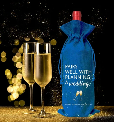 Vista 3 de Bolsa de vino Regalo de boda para señor y señora - Regalo de compromiso J14-Azul
