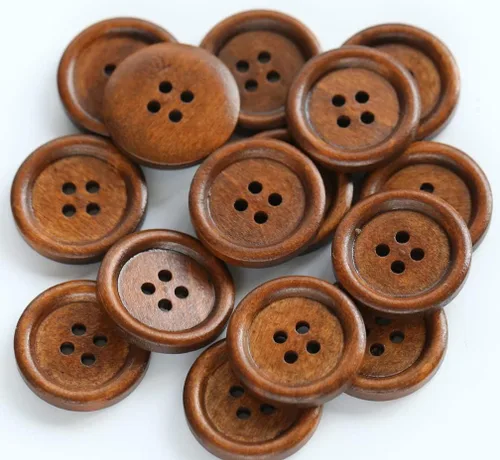 Vista 7 de 200 botones de madera de color marrón de 1/2 pulgada (0.492 in) para manualidades, proyecto de costura de botón de madera