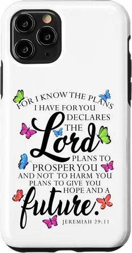 Vista 26 de iPhone 16 Christian Faith Jeremiah 29 11 Inspiring Butterfly Art Women Case