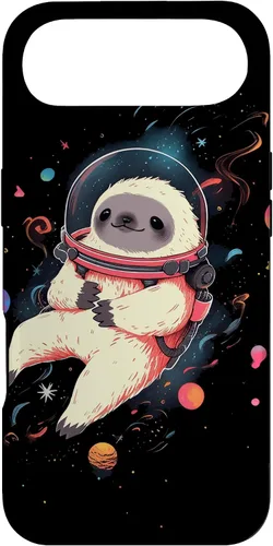 Vista 27 de Sloth Floating in Space Planets Stars Sloth Lover Case for iPhone 16