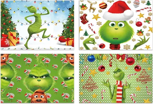 Vista 12 de Juego de 4 manteles individuales de Halloween, con temática de pesadilla, resistentes al calor, lavables, para cocina, mesa de comedor, manteles