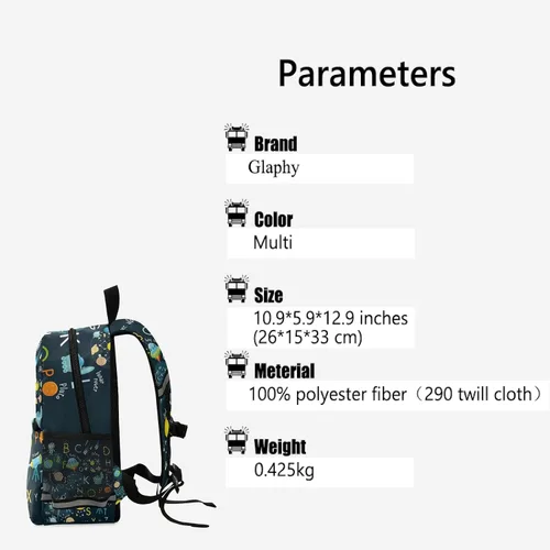 Vista 2 de Glaphy Mochila personalizada para niños, mochila infantil para guardería, mochila preescolar con nombre personalizado para niños y niñas, 8 planetas