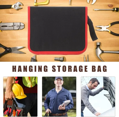 Vista 8 de Angoily Bolsa de herramientas de tela Oxford con asa de 9.00 x 6.88 x 1.77 pulgadas, bolsa de almacenamiento de brocas, organizador portátil