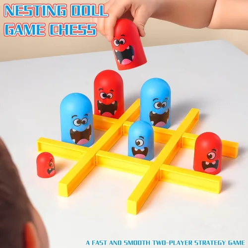 Vista 7 de AIUAZA Juego de mesa estratégico de Tic Tac Toe para niños y familia, juegos de mesa de fiesta, juegos de estrategia cara a cara, juego de mesa