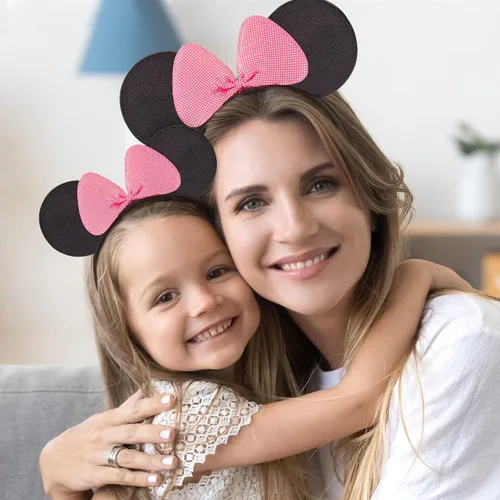 Vista 2 de Disney Minnie Mouse Ears Adult, Set of 2 Headbands for Mommy and Me, Matching for Adult and Little Girl