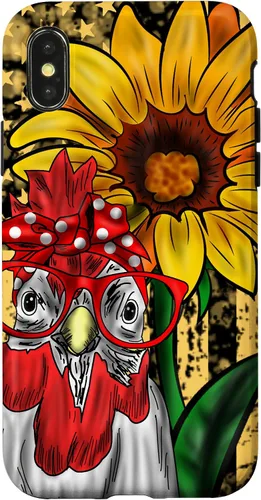 Vista 5 de iPhone 16 doméstico pollo vidrio bandera americana girasol retro divertido caso