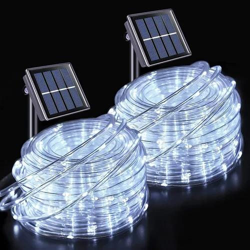 Vista 19 de JMEXSUSS 2 * 200 luces LED rosas solares tipo cuerda, 66 pies IP65 impermeables, luces solares de cadena para exteriores, 8 modos de luces navideñas