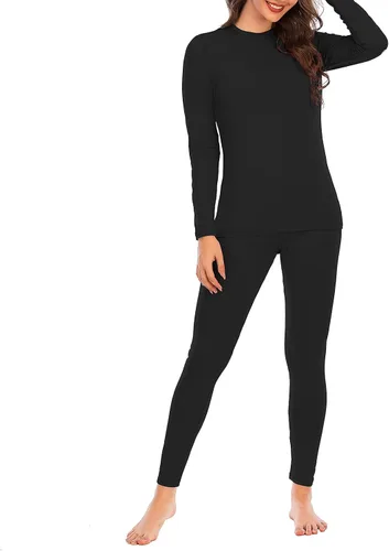 Vista 4 de American Trends Conjunto de ropa interior térmica para mujer, ropa interior larga con forro polar, parte superior e inferior, conjuntos térmicos