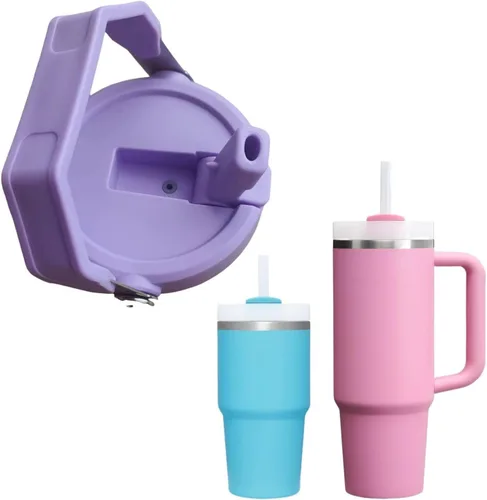 Vista 18 de 2PC Tapas de Vaso de Repuesto a Prueba de Fugas con Popote - Compatibles con Vaso Stanley NUEVA VERSIÓN Iceflow Flip, Quencher H2.0 y Protour Negro