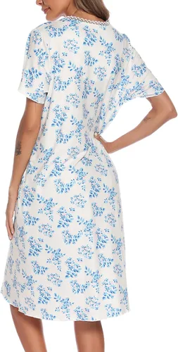 Vista 5 de COSUNIONY Camisones para mujer de algodón suave, ropa de dormir corta con bolsillos