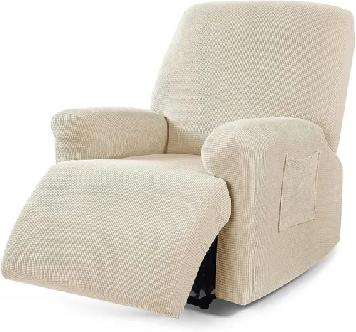 Vista 26 de LazyBoy - Funda para silla reclinable jacquard, fundas elásticas de terciopelo de color liso para sillas reclinables, 4 piezas, protector de muebles
