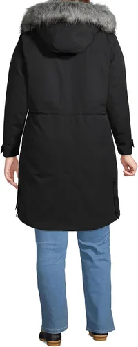 Vista 2 de Lands' End Expedition parka impermeable de plumón para mujer con capucha de piel sintética