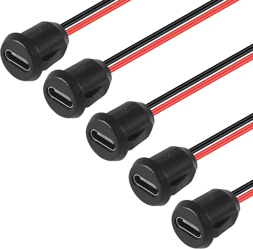 Vista 2 de 5PCS Tipo-C Chasis Hembra Tipo-C Conector de enchufe hembra Jack Impermeable Puerto de carga hembra 3A USB-C Cargador Enchufe Enchufe