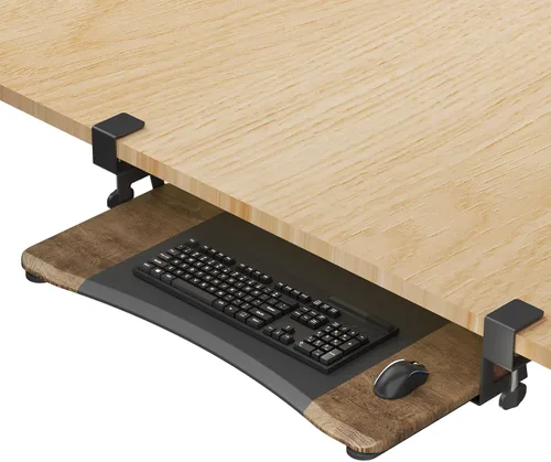 Vista 12 de suptek Bandeja pequeña para teclado debajo del escritorio con soporte de abrazadera C, teclado de computadora y bandeja para mouse, 20