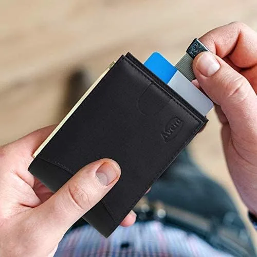 Vista 4 de Avera - Cartera de piel auténtica con cierre RFID