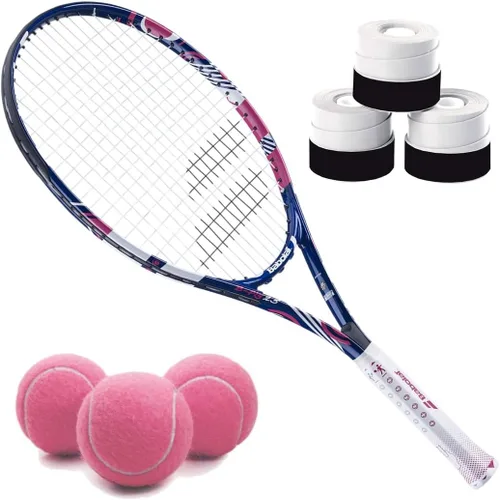 Vista 8 de Babolat B'Fly - Raqueta de tenis con 3 overgrips y 3 pelotas de tenis rosas