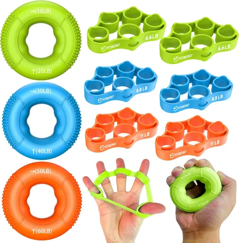 Vista 7 de FitBeast Entrenador de fuerza de agarre, ejercitador de dedos, fortalecedor de antebrazo, kit de 9 piezas, fortalecedor de agarre de mano fuerza